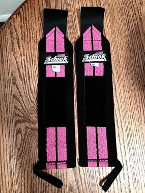 Schiek Pink & Black Wrist Straps
